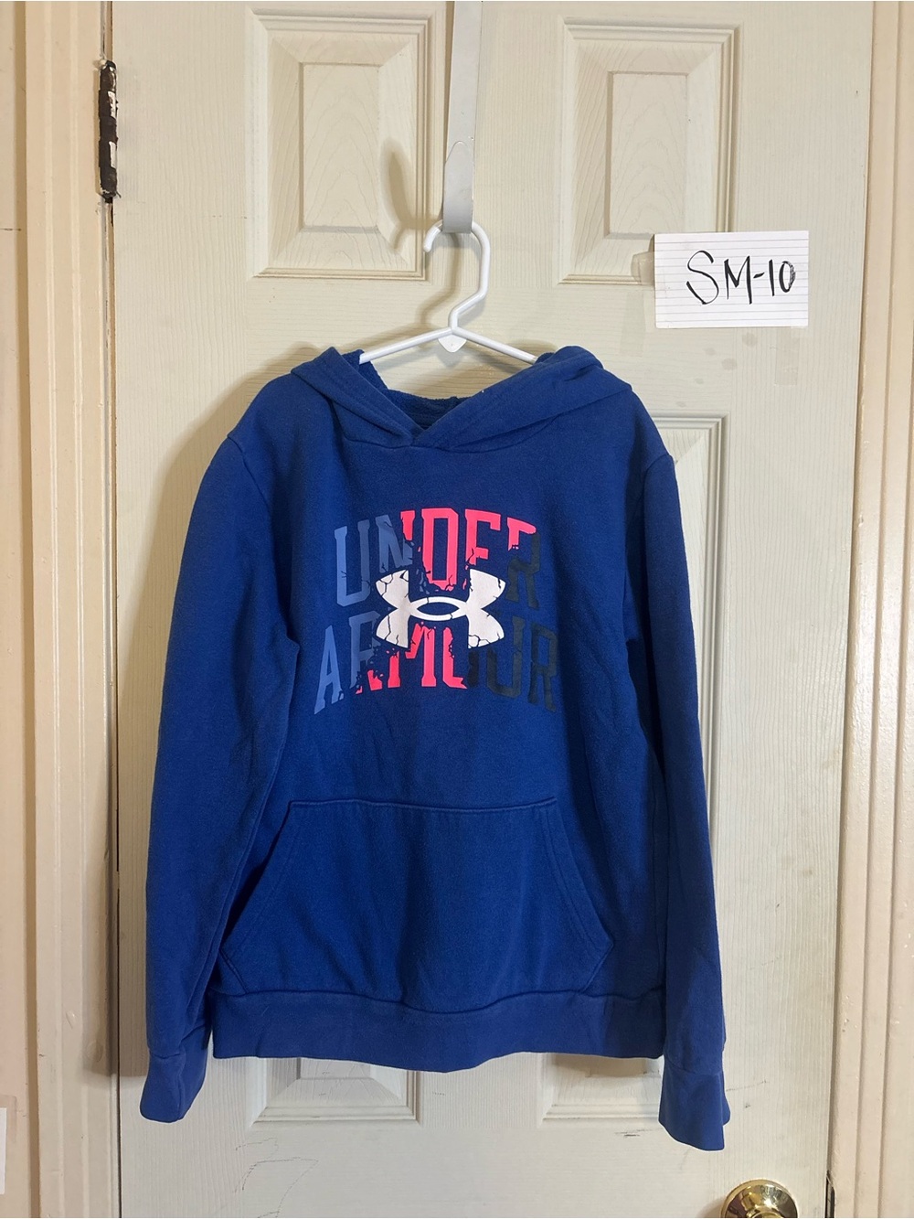 Under Armour Royal Blue Girls' Logo Pullover Hoodie with Pink Accent